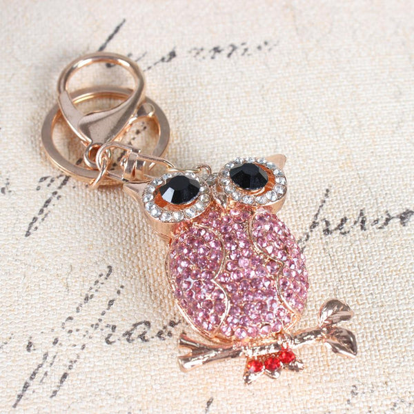 Animal Owl Branch Lovely New Cute Crystal Charm Pendant Purse Bag Car Key Ring Chain Wedding Party Jewelry Creative Gift