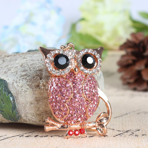 Animal Owl Branch Lovely New Cute Crystal Charm Pendant Purse Bag Car Key Ring Chain Wedding Party Jewelry Creative Gift