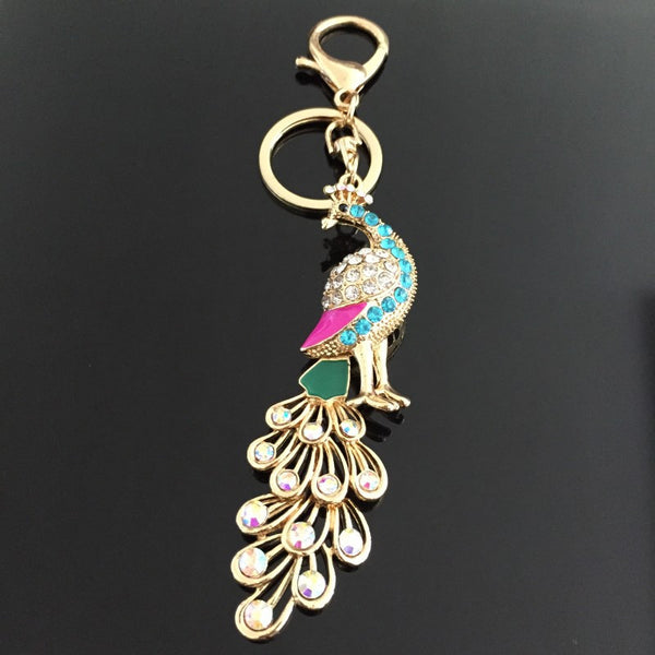 Beautiful Rhinestone Phoenix Keychain Keyring Fashion Crystal Metal Key Chains Ring Holder Women Gift Purse Charm Jewelry