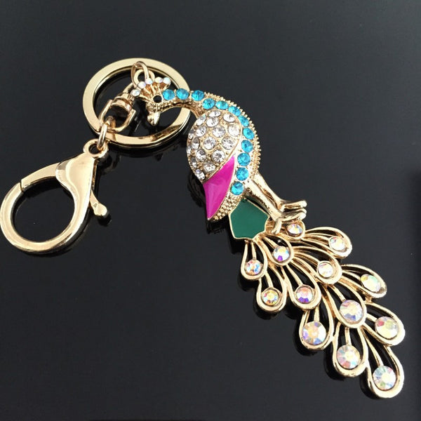 Beautiful Rhinestone Phoenix Keychain Keyring Fashion Crystal Metal Key Chains Ring Holder Women Gift Purse Charm Jewelry