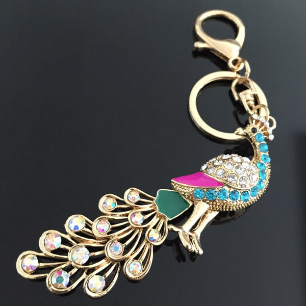 Beautiful Rhinestone Phoenix Keychain Keyring Fashion Crystal Metal Key Chains Ring Holder Women Gift Purse Charm Jewelry