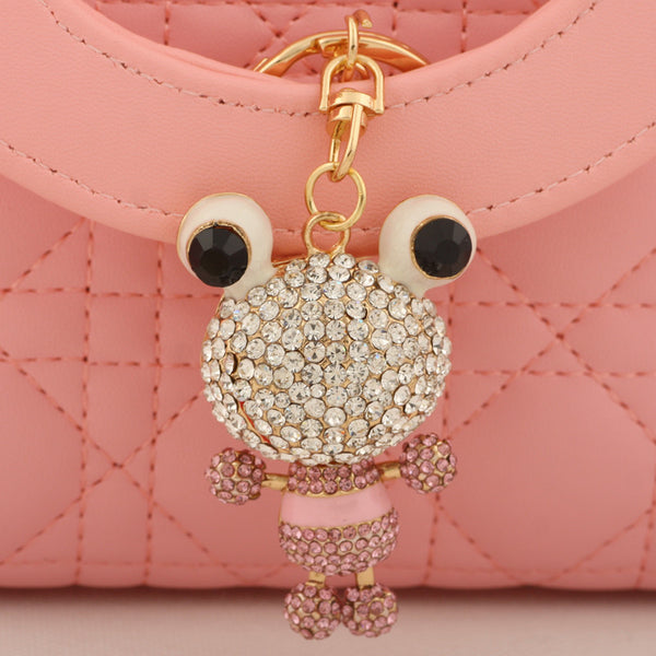 Big Eye Frog Key chains Ring Fashion Rhinestone Animal Metal Keychain Keyring For Women Gift Purse Charms Pendant Jewelry