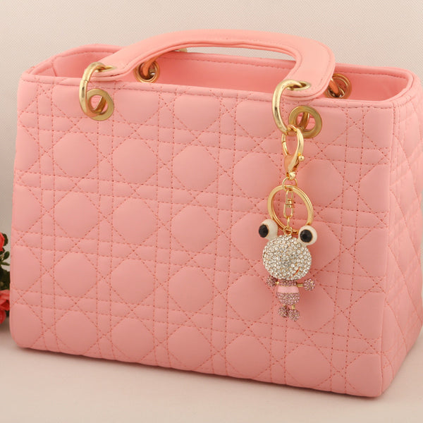 Big Eye Frog Key chains Ring Fashion Rhinestone Animal Metal Keychain Keyring For Women Gift Purse Charms Pendant Jewelry