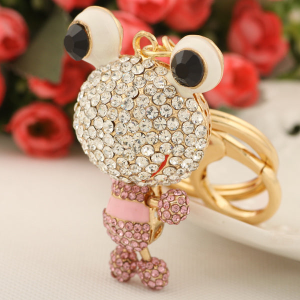 Big Eye Frog Key chains Ring Fashion Rhinestone Animal Metal Keychain Keyring For Women Gift Purse Charms Pendant Jewelry