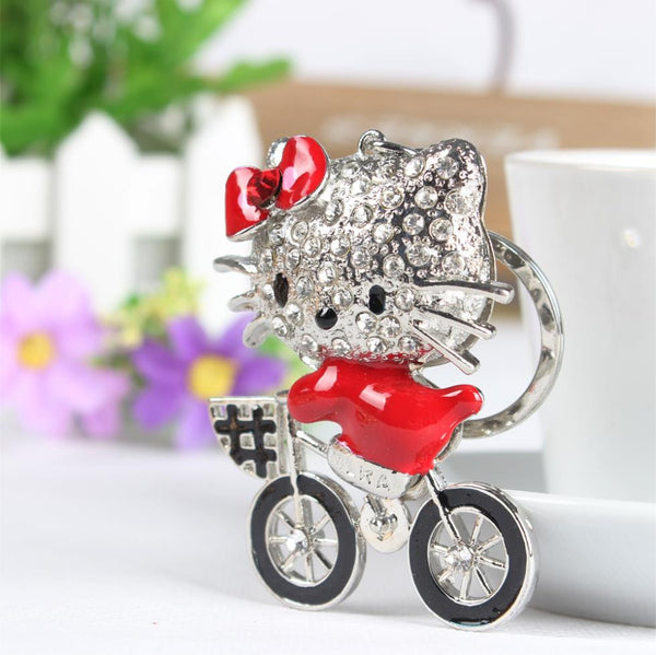 Black Bike Cat Butterfly Cute Crystal Charm Purse Handbag Car Key Keyring Keychain Party Wedding Birthday Gift