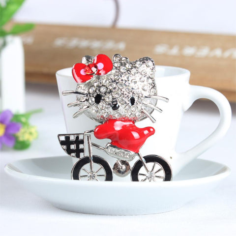 Black Bike Cat Butterfly Cute Crystal Charm Purse Handbag Car Key Keyring Keychain Party Wedding Birthday Gift