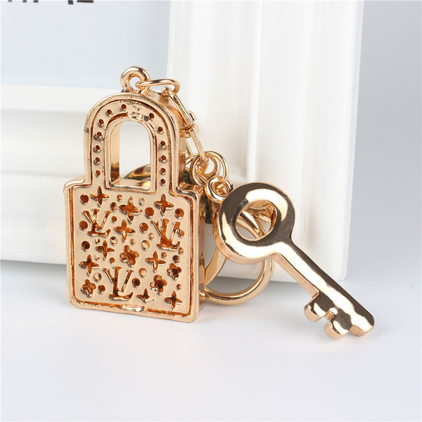 Blue Lock Key Pendant Charm Rhinestone Crystal Purse Bag Keyring Key Chain Accessories Wedding Party Lover Friend Gift