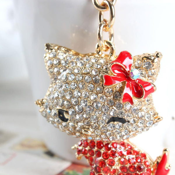 Body Red Butterfly Hello kitty Cat Cute Crystal Charm Purse Handbag Car Key Keyring Keychain Party Wedding Birthday Gift