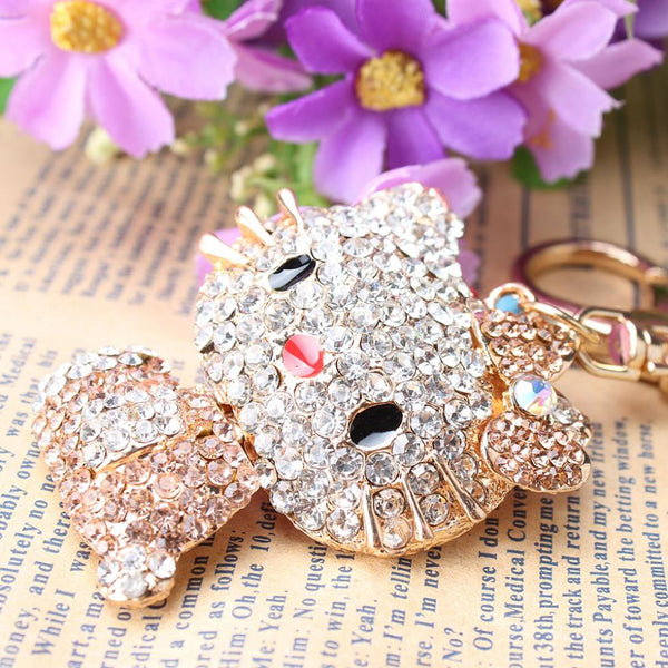 Butterfly Gold Hello Kitty Cat Cute Crystal Charm Purse Handbag Car Key Keyring Keychain Party Accessories Birthday Gift