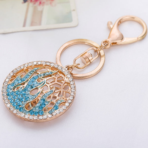 Chinese Crystal  Keychain Jewelry Fashion Zinc Alloy Key ring Gift Accessory Purse Charm Christmas Gift