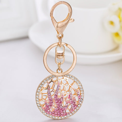 Chinese Crystal  Keychain Jewelry Fashion Zinc Alloy Key ring Gift Accessory Purse Charm Christmas Gift