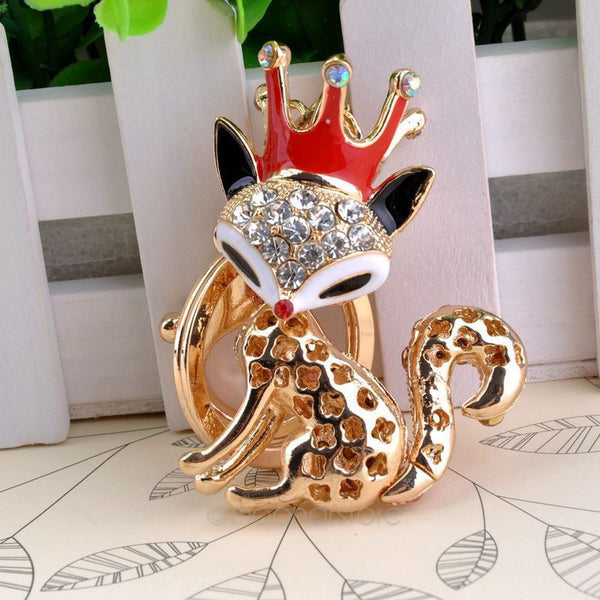 Cool Crystal Charming Fox Shaped Keychain Rhinestone Metal Key Chains Ring Holder Purse Charm Jewelry Accessory