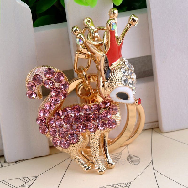 Cool Crystal Charming Fox Shaped Keychain Rhinestone Metal Key Chains Ring Holder Purse Charm Jewelry Accessory