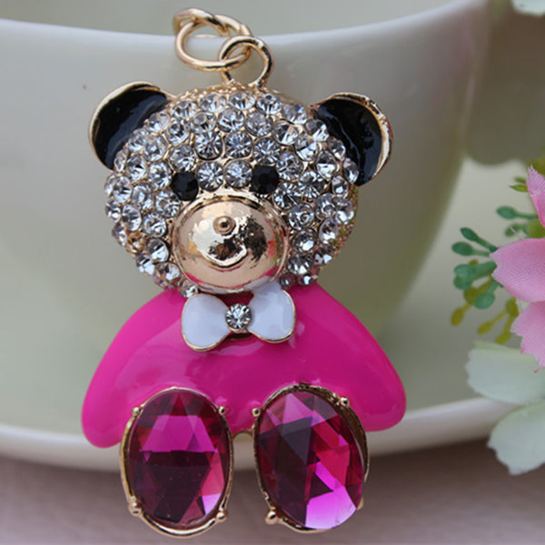 Crystal Bear Keychain Jewelry Fashion  Animal Key ring Gift Accessory Purse Charm Christmas Gift Free Shipping