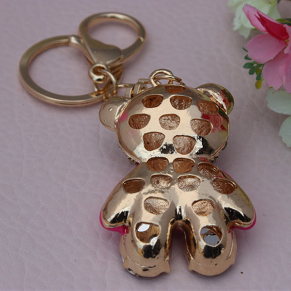 Crystal Bear Keychain Jewelry Fashion  Animal Key ring Gift Accessory Purse Charm Christmas Gift Free Shipping