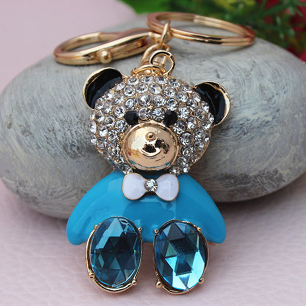 Crystal Bear Keychain Jewelry Fashion  Animal Key ring Gift Accessory Purse Charm Christmas Gift Free Shipping