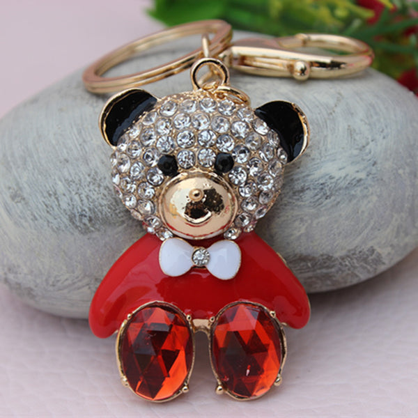 Crystal Bear Keychain Jewelry Fashion  Animal Key ring Gift Accessory Purse Charm Christmas Gift Free Shipping