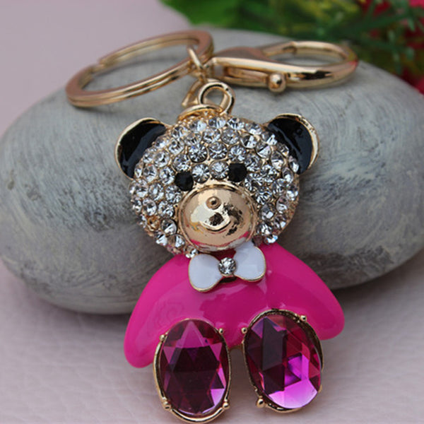 Crystal Bear Keychain Jewelry Fashion  Animal Key ring Gift Accessory Purse Charm Christmas Gift Free Shipping