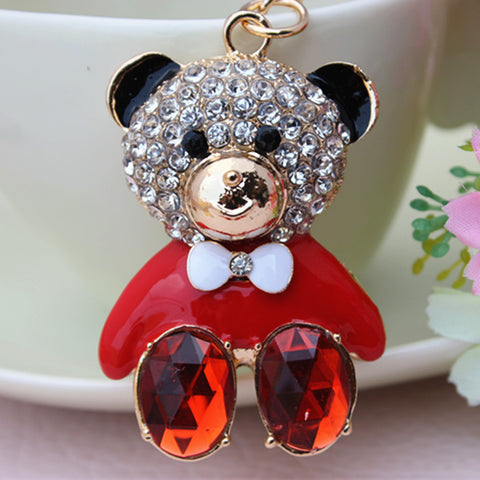 Crystal Bear Keychain Jewelry Fashion  Animal Key ring Gift Accessory Purse Charm Christmas Gift Free Shipping