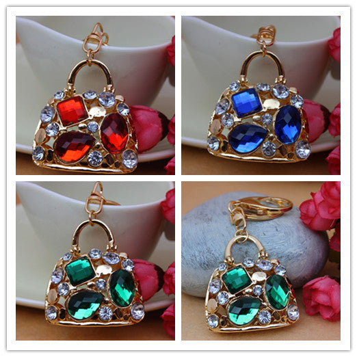 Crystal Handbag Keychain Rhinestone purse Bag Charm Pendant Key chain Key Ring Free Shipping YSK173