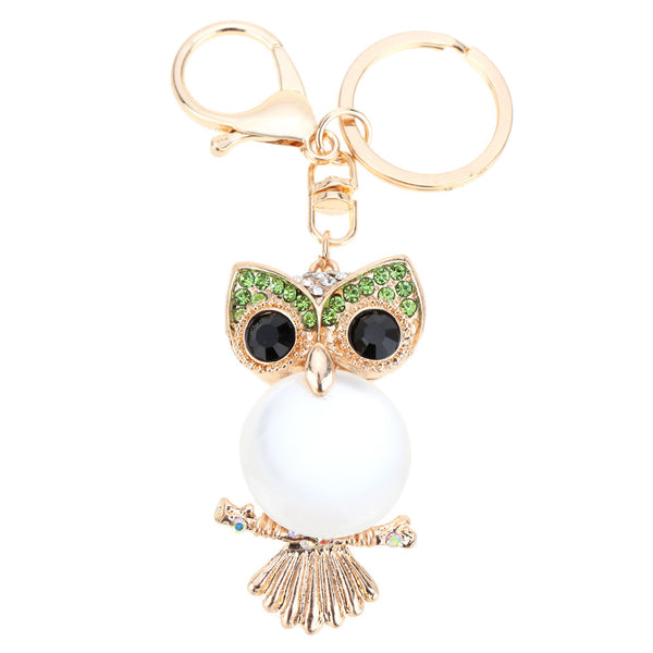 Cute Aureate Owl Pendant  Crystal Charm Purse Handbag Car Key Keyring Keychain Party Wedding Birthday Gift