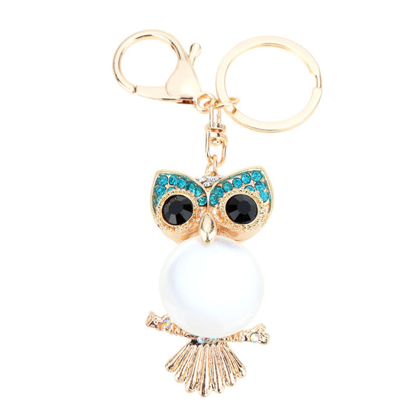 Cute Aureate Owl Pendant  Crystal Charm Purse Handbag Car Key Keyring Keychain Party Wedding Birthday Gift