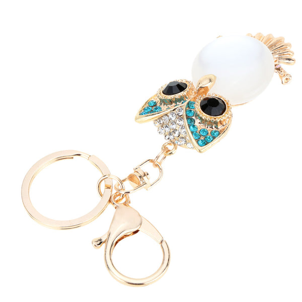 Cute Aureate Owl Pendant  Crystal Charm Purse Handbag Car Key Keyring Keychain Party Wedding Birthday Gift