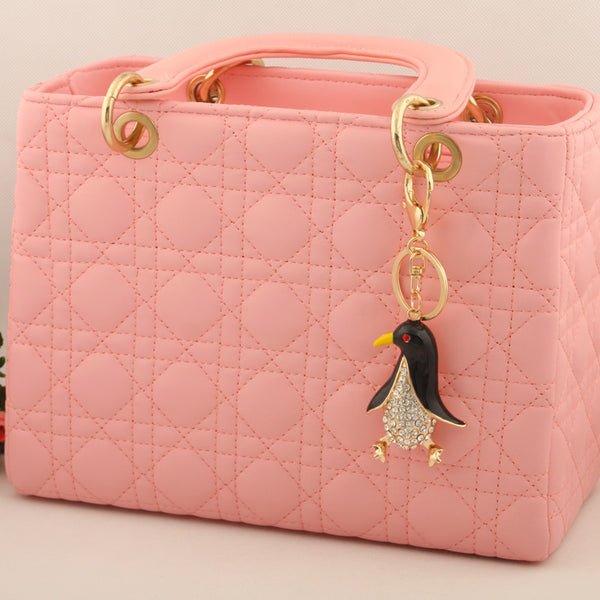 Cute Crystal Penguin Key chains Ring Fashion Rhinestone Animal Keychain Keyring For Women Gift Purse Charms Pendant Jewelry