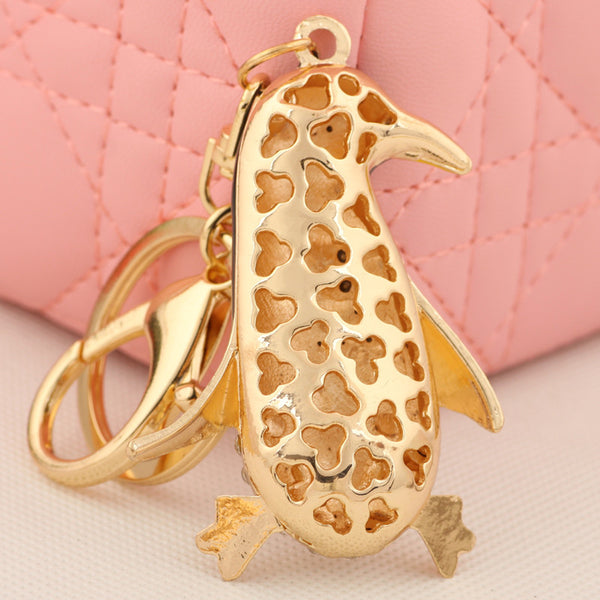 Cute Crystal Penguin Key chains Ring Fashion Rhinestone Animal Keychain Keyring For Women Gift Purse Charms Pendant Jewelry