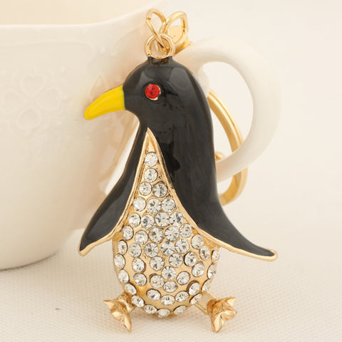 Cute Crystal Penguin Key chains Ring Fashion Rhinestone Animal Keychain Keyring For Women Gift Purse Charms Pendant Jewelry