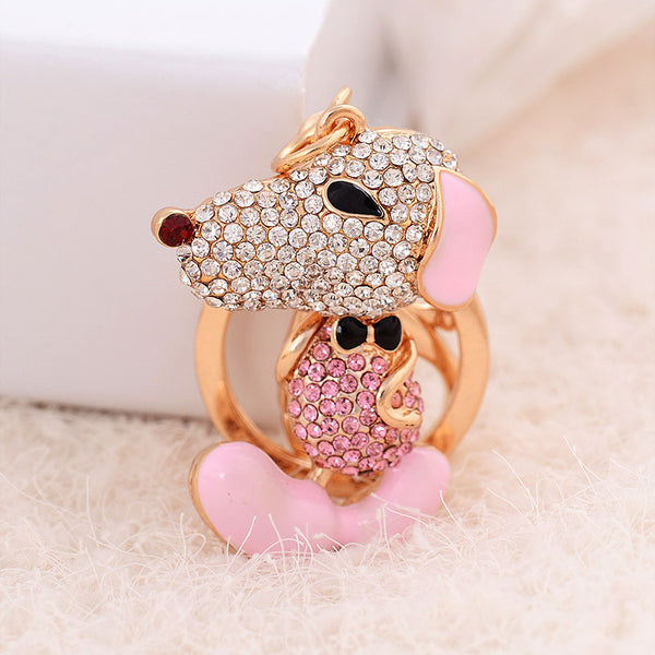 Cute Dog Rhinestone Keychain Alloy Keyring Crystal Purse handBag Charm key chain Christmas Gift CHY-2704