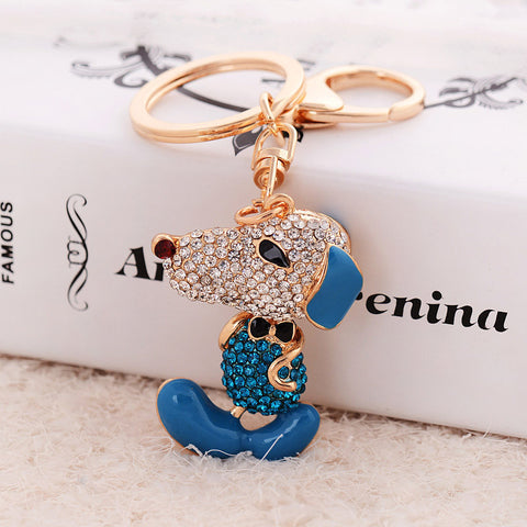 Cute Dog Rhinestone Keychain Alloy Keyring Crystal Purse handBag Charm key chain Christmas Gift CHY-2704