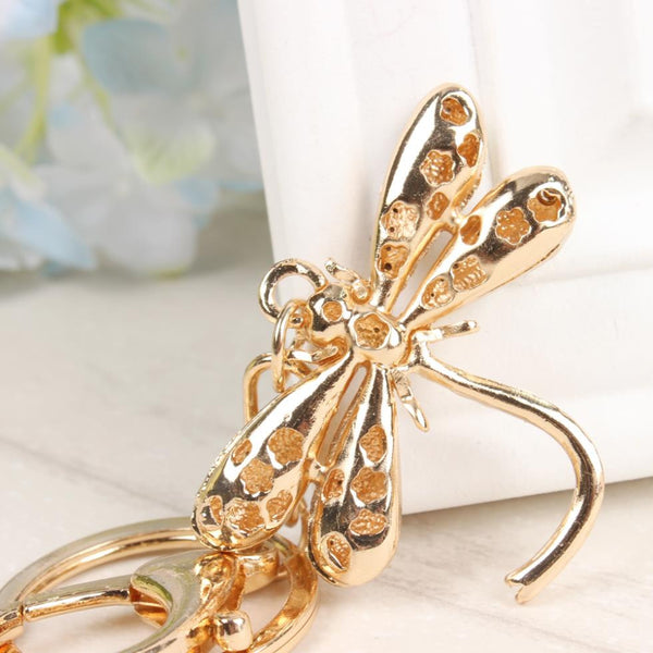 Cute Dragonfly Angel Wing Charm Pendant Crystal Car Purse HandBag Key Chain Ring Creative Party Birthday Gift