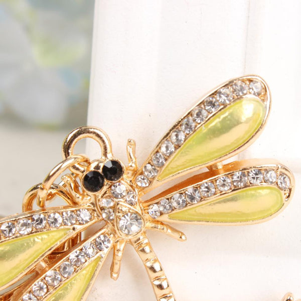 Cute Dragonfly Angel Wing Charm Pendant Crystal Car Purse HandBag Key Chain Ring Creative Party Birthday Gift