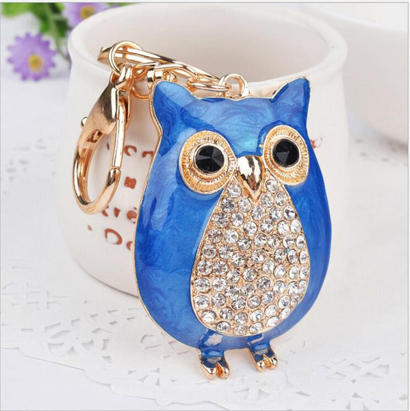 Cute Owl White Crystal Charm Purse Handbag Car Key Keyring Keychain Party Wedding Birthday Gift