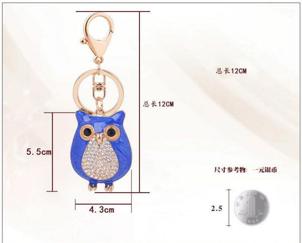 Cute Owl White Crystal Charm Purse Handbag Car Key Keyring Keychain Party Wedding Birthday Gift