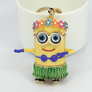 Cute Yellow Cartoon Character Keychains Keyring Fashion Enamel Animal Metal Key Chain Fobs Gift Jewelry Purse Charms Bag Pendant