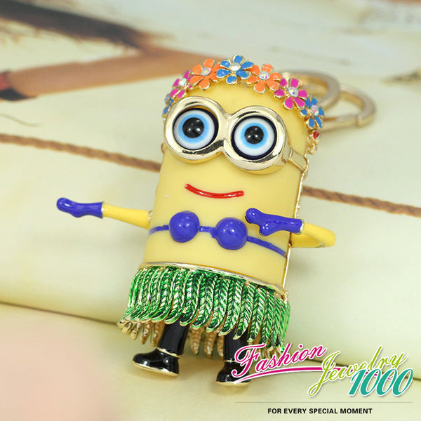 Cute Yellow Cartoon Character Keychains Keyring Fashion Enamel Animal Metal Key Chain Fobs Gift Jewelry Purse Charms Bag Pendant