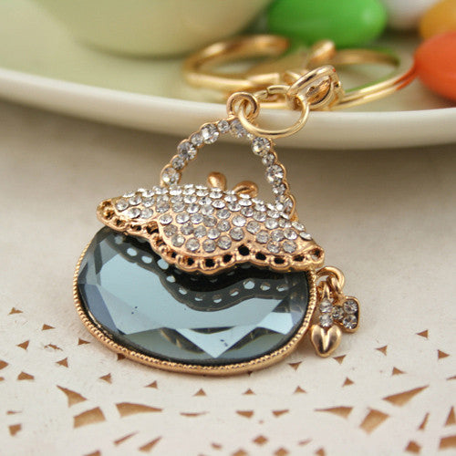 Fashion Crystal Keychain Rhinestone handbag keyring fashion Holder for Women Girl Jewelry Purse Charm Pendant  PWK0088