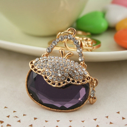 Fashion Crystal Keychain Rhinestone handbag keyring fashion Holder for Women Girl Jewelry Purse Charm Pendant  PWK0088