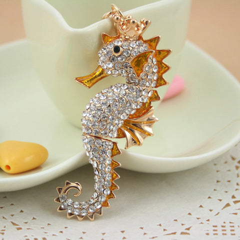 Fashion Crystal seahorse  personalized keychain Holder for Women Girl Jewelry Purse Charm Pendant  PWK0091