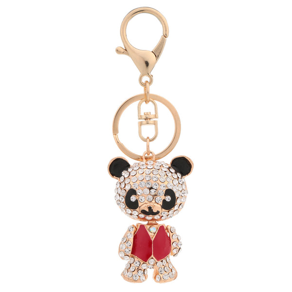 Fashion Cute Bear Pendant Key Ring Crystal Rhinestone Lovely Key Chain Women Jewelry for Car Purse Handbag Charm Decoration Gift