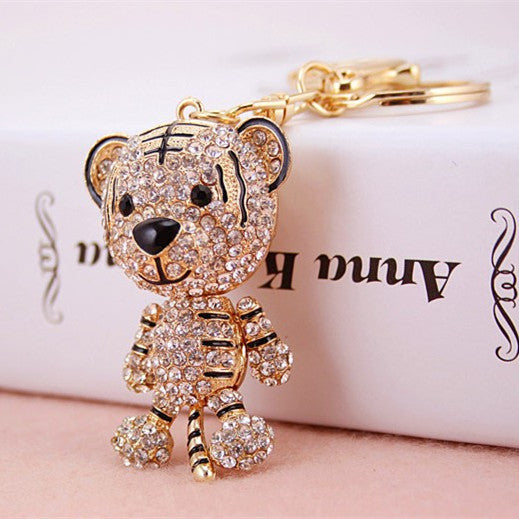 Fashion Korean lovely Tiger 3D Personality Car Keychain Bag Charm Purse Pendant Keyring key chain wholesale retails