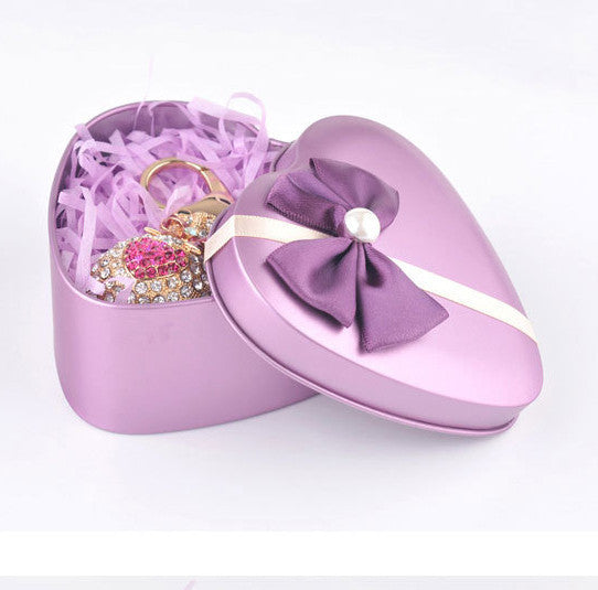 Fashion Metal Keychain Cute 3 color  Lovely Owl Keychain Full Rhinestone Charm Purse Handbag Car Key Keyring With Gift Box