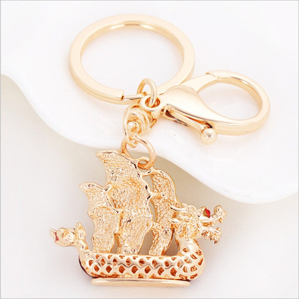 Fashion New Boat Pendant Crystal Charm Purse Handbag Car Key Keyring Keychain Delicate Creative Gift Collection