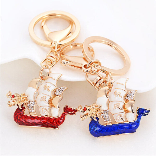 Fashion New Boat Pendant Crystal Charm Purse Handbag Car Key Keyring Keychain Delicate Creative Gift Collection