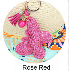 Fashion Rhinestone cute butterfly shape 4 color leather key chain Charm Pendant Crystal Purse Bag women Key Chain key rings Gift