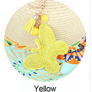 Fashion Rhinestone cute butterfly shape 4 color leather key chain Charm Pendant Crystal Purse Bag women Key Chain key rings Gift