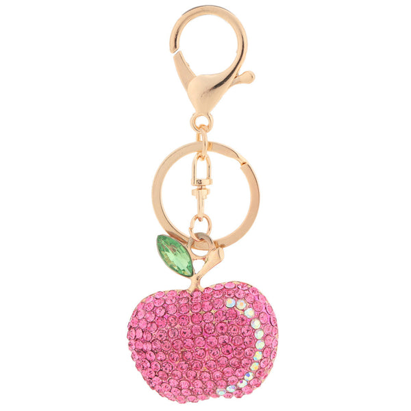 Fashion Shining Crystal Rhinestone Cute Fruit Apple Key Ring Zinc Alloy Fashion Car Key Chain Purse Bag Charm Accessory Gift