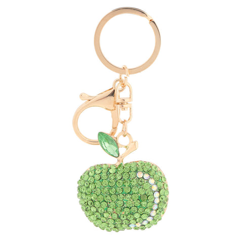 Fashion Shining Crystal Rhinestone Cute Fruit Apple Key Ring Zinc Alloy Fashion Car Key Chain Purse Bag Charm Accessory Gift